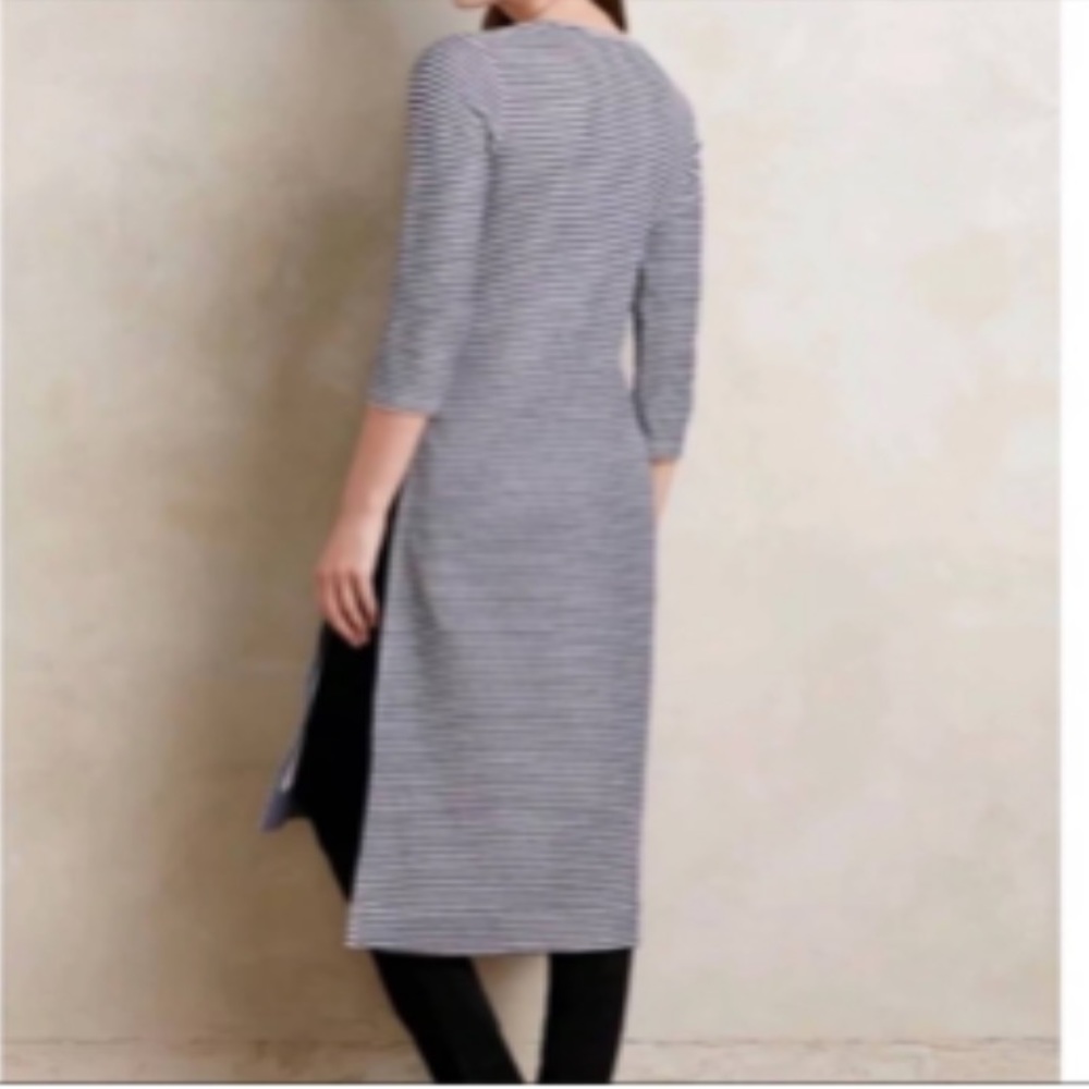 Anthropologie Postmark blue and white strip midi dress large - Picture 9 of 9